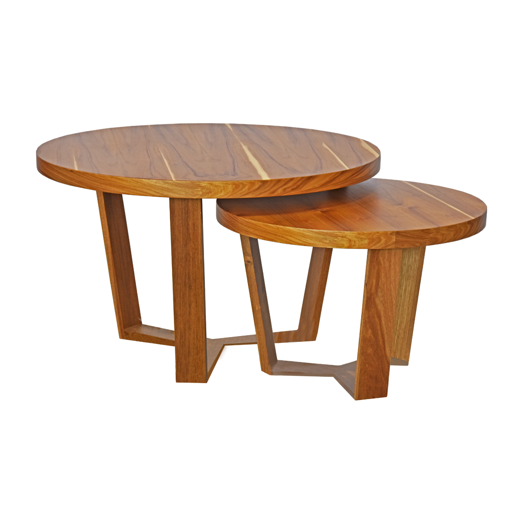 Conjunto de 2 mesas de centro redondas para salón - Mesa de centro  empotrada - 2 mesas de centro redondas (marrón)